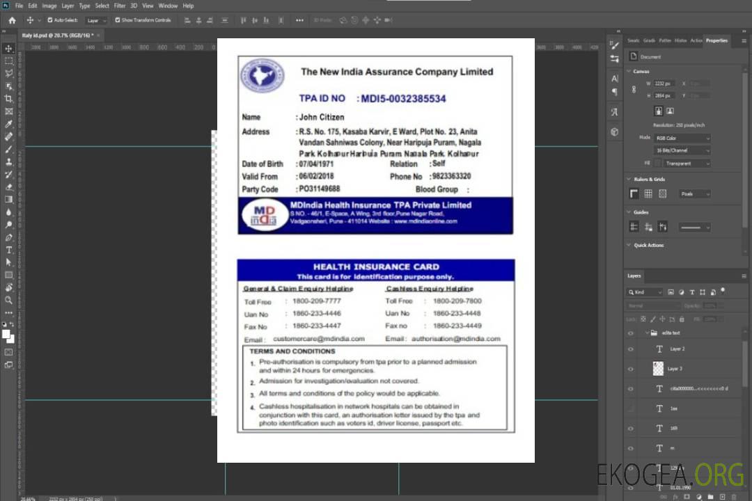 Inde Carte d'assurance maladie limitée de la New India Assurance Company template Inde Carte d'assurance maladie limitée de la New India Assurance Company template